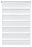 Rolety - Gardinia roleta dzień noc do zawieszania lub przyklejenia, podwójna roleta z cięgnem bocznym, przejrzyste i nieprzeźroczyste paski, wszystkie elementy rolety w zestawie , biały, 75 x 150 cm 31081 - miniaturka - grafika 1