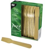 Naczynia i sztućce jednorazowe - PAPSTAR GmbH Łyżeczka do lodów drewniana "PURE" 9,4cm (100 sztuk) (1 karton=10 opakowań) 10625 - miniaturka - grafika 1