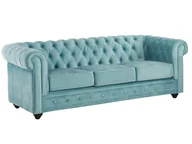 Sofy i kanapy - Vente-Unique 3-osobowa sofa CHESTERFIELD - Pastelowoniebieski welur - miniaturka - grafika 1