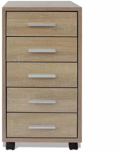 vidaXL vidaXL Szafka biurowa z kółkami i 5 szufladami, w kolorze dąb - Komody - miniaturka - grafika 4