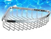 Koszyki łazienkowe - Omnires UN10330 Koszyk narożny prysznicowy chrom - miniaturka - grafika 1