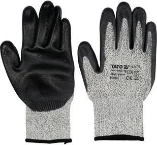 RĘKAWICE OCHRONNE HPPE ANTYPRZECIĘCIOWE POWLEKANE CZARNYM PU ROZMIAR 10 YT-74772 - Rękawice robocze - miniaturka - grafika 2