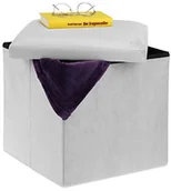 Krzesełka i taborety dla dzieci - Relaxdays Relaxdays Siedzisko, kostka do siedzenia z miejscem do przechowywania, wys. x szer. x gł.: 38 x 38 cm, składana, taboret tapicerowany z MDF i aksamitu, jasnoszary - miniaturka - grafika 1