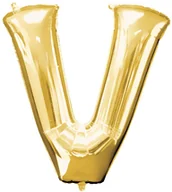 Balony i akcesoria - AMSCAN Balon foliowy złota litera V - 81 x 81 cm - 1 szt. 3299201 - miniaturka - grafika 1
