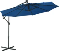 Parasole ogrodowe - vidaXL Parasol wiszący z LED i stalowym słupkiem, 300 cm, lazurowy vidaXL - miniaturka - grafika 1