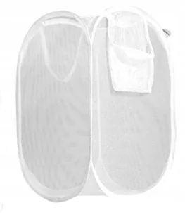 Kosz Na Bieliznę Zabawki Z Siatki Składany Biały - Pojemniki na zabawki - miniaturka - grafika 3