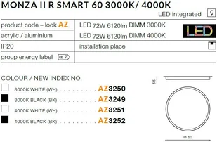 Azzardo SMART Plafon Monza II R SMART 60 4000K AZ3252 AZ3252 - Systemy inteligentnych domów - miniaturka - grafika 3