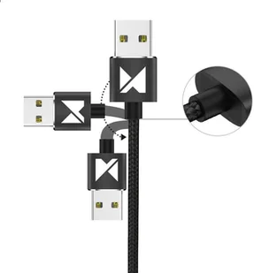 Wozinsky Magnetyczny kabel przewód USB / micro USB / USB Typ C / Lightning 1m z diodą LED czarny WMC-01 - Kable USB - miniaturka - grafika 6