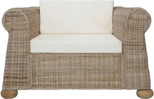 vidaXL Fotel z poduszkami, naturalny rattan - Fotele - miniaturka - grafika 3