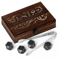 Pozostałe akcesoria barmańskie - Murrano Kamienie do whisky kostki w drewnianym opakowaniu grawer Floral ZEKOS-011 - miniaturka - grafika 1