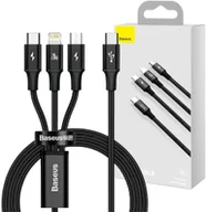 Kable USB - Baseus Kabel 3w1 Rapid Series USB-C do micro USB Lightning USB-C PD 20W 1.5m Czarny CAMLT-SC01 - miniaturka - grafika 1