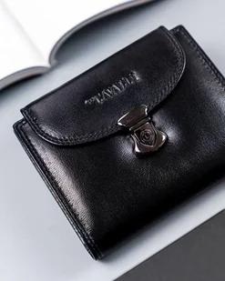 Cavaldi Portfel damski ze skóry naturalnej zamykany klapką, RFID - Portfele - miniaturka - grafika 4