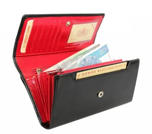 Wilmar (PL) Portfel Damski (PL) Suwak 16 cm Skóra Włoska Czarny Z Czerwonym - Portfele - miniaturka - grafika 3