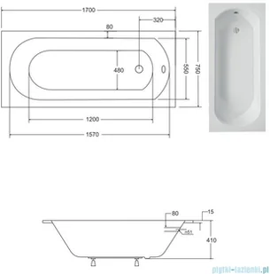 Besco wanna prostokątna Intrica slim 170 x 75 cm WAIN-170-SL - Wanny Besco wanna prostokątna Intrica slim 170 x 75 cm WAIN-170-SL - Wanny - miniaturka - grafika 3