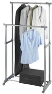 Wieszaki i stojaki - Wenko WENKO 4364500100 stojak na płaszcze Twin Bars  2 drążki na ubrania ,1 miejsce do przechowywania różnych rzeczy, z regulacją wysokości, 4 rolki, chromowany metal, 95  163 X 98  168 x 44 cm, chrom 4364500100 - miniaturka - grafika 1