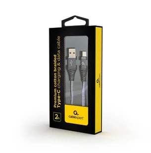 Gembird Kabel USB 2.0 - typ C(AM/CM) oplot tekstylny 2m grafitowo-biały CC-USB2B-AMCM-2M-WB2 - Kable komputerowe i do monitorów - miniaturka - grafika 2