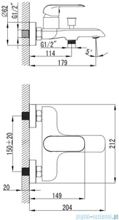 Omnires Sacramento bateria wannowa bez zestawu prysznicowego chrom SC2330CR - Baterie wannowe i prysznicowe - miniaturka - grafika 2