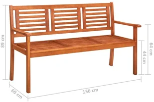 vidaXL 3-os. ławka ogrodowa z poduszką, 150 cm, lity eukaliptus 3061008 - Ławki ogrodowe - miniaturka - grafika 11