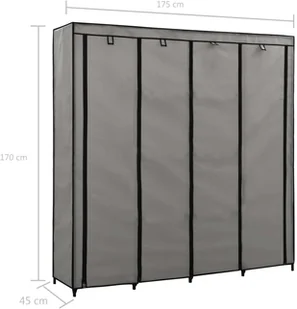 vidaXL vidaXL Szafa z 4 przegrodami, szara, 175 x 45 x 170 cm - Szafy - miniaturka - grafika 8