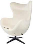 Fotele - King Home Fotel EGG SZEROKI VELVET BLACK beżowy.56 - welur, podstawa czarna KH.36696 - miniaturka - grafika 1