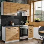 Szafki kuchenne - MEBLE OKMED Zestaw mebli kuchennych Rita dąb wotan 5 el. 180 cm - miniaturka - grafika 1