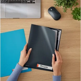 Leitz Obwoluta A4 "L" COSY z kieszonką na etykietę i 3 przegródkami szara aksamitna 3szt. /47160089/ ES1490-5 - Ofertówki - miniaturka - grafika 2