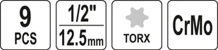 Yato ZESTAW 9 SZT UDAROWYCH KLUCZY TRZPIENIOWYCH TORX 1/2" YT-10654 - Zestawy narzędziowe - miniaturka - grafika 5