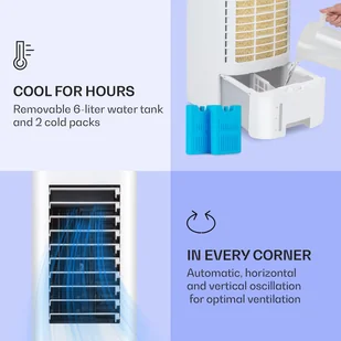 Klarstein IceWind Max, chłodnica powietrza 3 w 1, 330 m/h, 60 W, oscylacja, 6 l, timer, pilot zdalnego sterowania ACO6-IcewindMax B - Klimatory - miniaturka - grafika 5