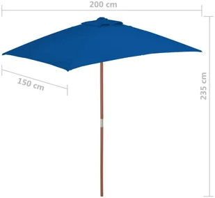 vidaXL Parasol ogrodowy na drewnianym słupku, niebieski, 150x200 cm 313885 - Parasole ogrodowe - miniaturka - grafika 7