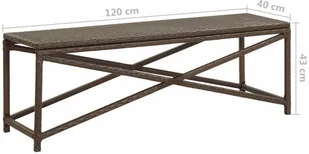 vidaXL Ławka ogrodowa, 120 cm, polirattanowa, brązowa - Ławki ogrodowe - miniaturka - grafika 7