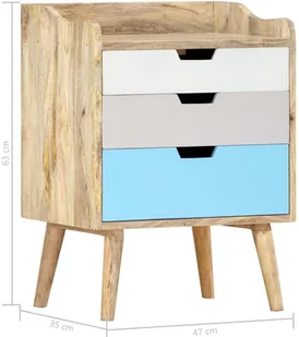 vidaXL Szafka nocna, 47 x 35 x 63 cm, lite drewno mango - Szafki nocne - miniaturka - grafika 3
