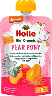 Holle Mus dla niemowląt Gruszkowy Kucyk, Gruszka, Brzoskwinia, Malina i Orkisz (od 8 miesiąca) 100g - Desery dla dzieci - miniaturka - grafika 2