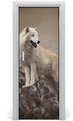 Naklejki na drzwi i meble - Tulup.pl Naklejka samoprzylepna na drzwi Wilk na skale 75x205cm - miniaturka - grafika 1
