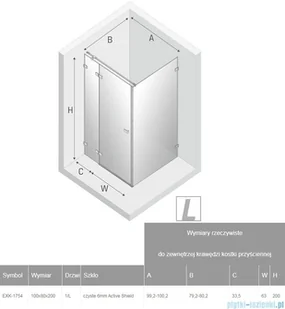 New Trendy Avexa Gold kabina PROSTOKĄTNA 100x80x200 cm przejrzyste lewa EXK-1754 - Kabiny prysznicowe - miniaturka - grafika 2