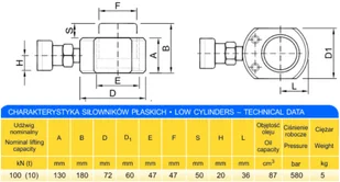 627 DOSTAWA GRATIS! 62753999 Siłownik płaski wysokość podnoszenia min/max 130-180mm udźwig 10T) 53999-uniw - Akcesoria do hydrauliki siłowej - miniaturka - grafika 2
