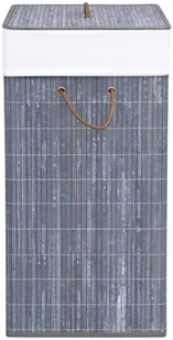 vidaXL Bambusowy kosz na pranie, szary, 83 L vidaXL - Kosze na bieliznę - miniaturka - grafika 5