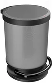 Kosze na śmieci - Rotho kosz na śmieci Paso okrągły, bezwonny kosz na odpady z tworzywa sztucznego o wyglądzie stali szlachetnej (PP), carbon metalik, 20 l ROTHO_1015510273 - miniaturka - grafika 1