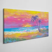 Obrazy i zdjęcia - PL Coloray Obraz na Płótnie plaża palmy zachód słońca 120x60cm - miniaturka - grafika 1