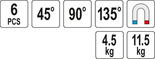 YATO ZESTAW SPAWALNICZYCH KĄTOWNIKÓW MAGNETYCZNYCH 6 SZT - Akcesoria spawalnicze - miniaturka - grafika 3