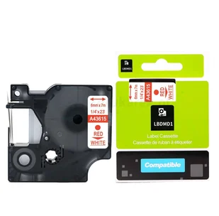 Dymo strefadrukarek.pl Taśma D1 43615 6mm x 7m biała czerwony nadruk - zamiennik | OSZCZĘDZAJ DO 80% - ZADZWOŃ! 730811399 PROMOCJA! D1-43615 - Etykiety do drukarek - miniaturka - grafika 4