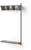 Wieszaki i stojaki - AJ Produkty Wieszak ubraniowy JEPPE, 3 przegrody, moduł dodatkowy, 1790x900x310 mm, aluminium/dąb - miniaturka - grafika 1