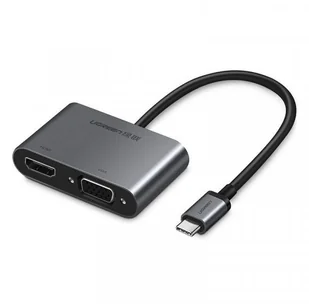 UGREEN Adapter UGREEN USB-C do VGA + HDMI 4K, 25cm (srebrny) UGR323SLV - Adaptery i przejściówki - miniaturka - grafika 2