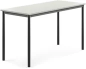 Meble do szkół i przedszkoli - AJ Produkty Biurko SONITUS, 1400x600x760 mm, szary laminat, antracyt - miniaturka - grafika 1