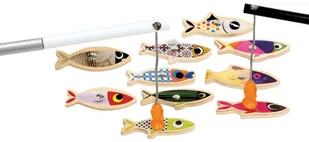 Janod Zestaw do łowienia magnetyczny drewniany 10 rybek Sardynka, - Klocki - miniaturka - grafika 5
