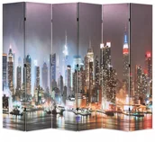 Parawany - vidaXL Składany parawan, 228x180 cm, wzór Nowy Jork nocą - miniaturka - grafika 1