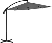 Parasole ogrodowe - vidaXL Parasol wiszący ze stalowym słupkiem, 300 cm, antracytowy - miniaturka - grafika 1