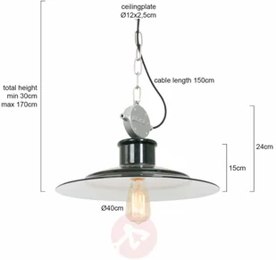 Milstone - industrialna lampa wisząca, czarna - Lampy sufitowe - miniaturka - grafika 5
