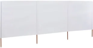 vidaXL Parawan 3-skrzydłowy z tkaniny, 400 x 120 cm, biały - Markizy - miniaturka - grafika 2