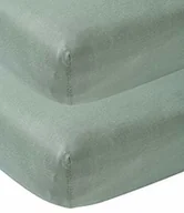 Prześcieradła dla dzieci - Meyco Meyco 563222 prześcieradło z gumką, 2-pak, 40 x 80/90 cm (kołyska), Stone Green 100% bawełna - miniaturka - grafika 1