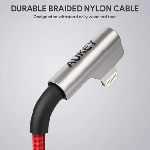 Aukey CB-AL01 RED OEM KABEL LIGHTNING 2M 90° CB-AL01 RED - Kable USB - miniaturka - grafika 3